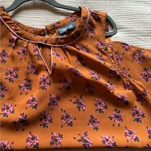 Modcloth Floral Sleeveless Blouse - Orange and Pink